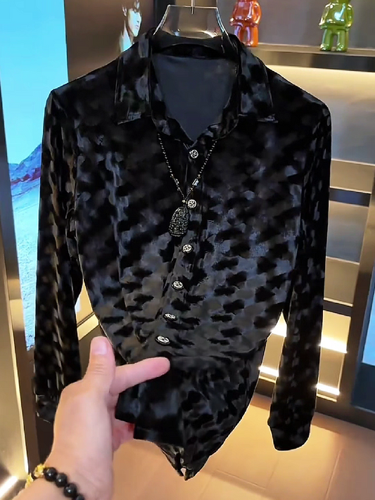 Velvet Camouflage Button-Up Shirt