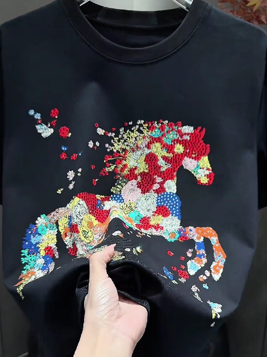 Floral Horse Rhinestone Tee