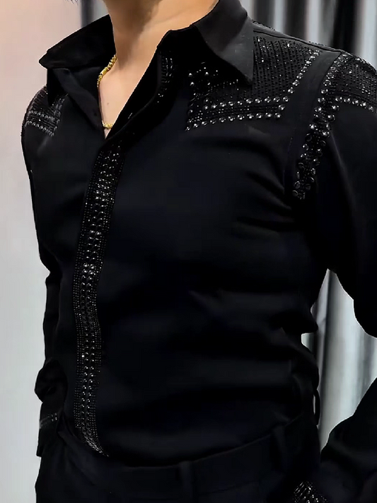 Rhinestone Trim Dress Shirt