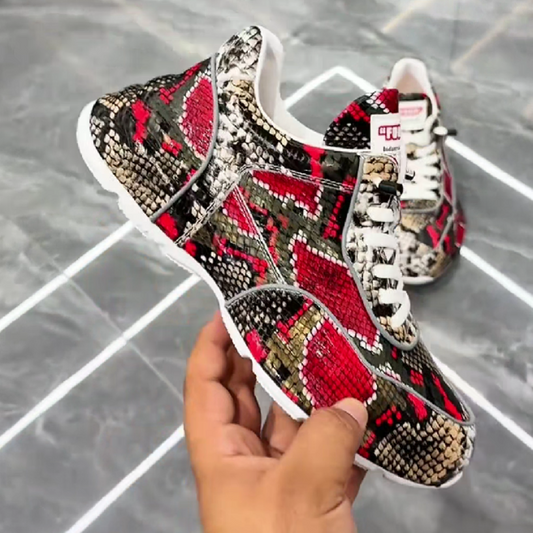Patterned Lace-Up Fashion Sneaker