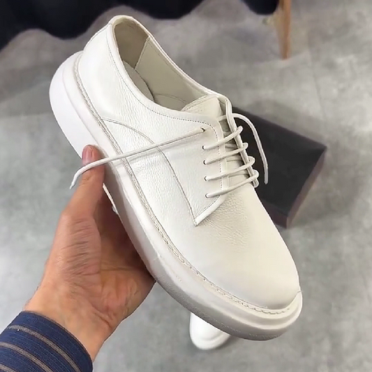 Men's Leather Lace-Up Casual Shoes with Platform Sole