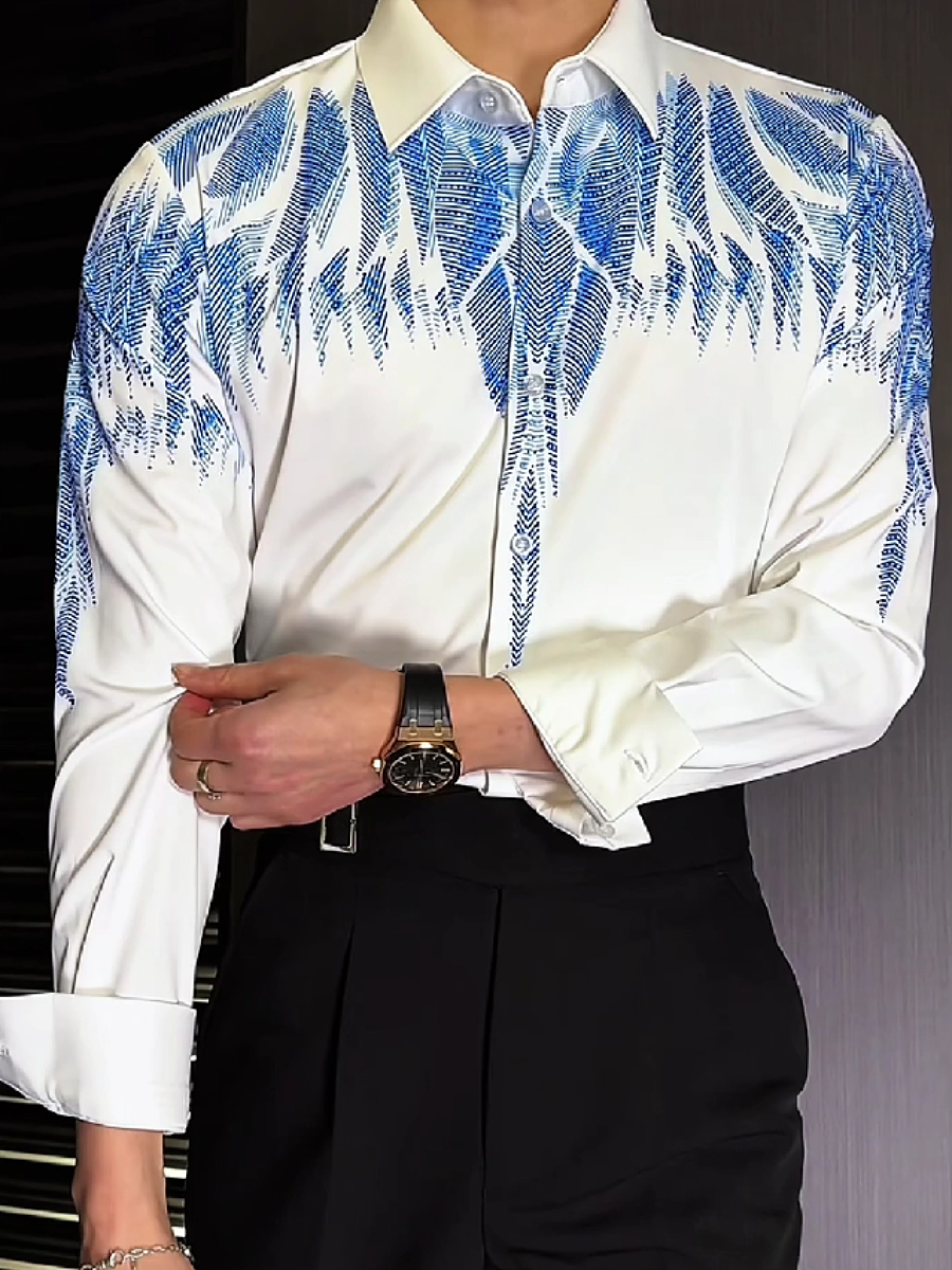 Gold Feather Embellished Shirt