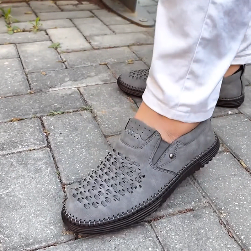 Men's Perforated Leather Slip-On Comfort Shoes