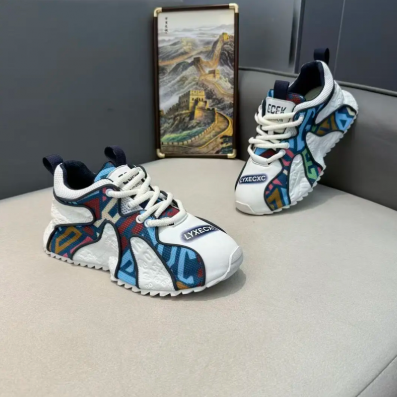 Men's White Colorful Chunky Sneaker Shoe