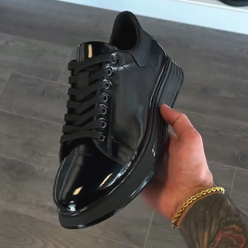 Black Patent Chunky Sole Sneaker