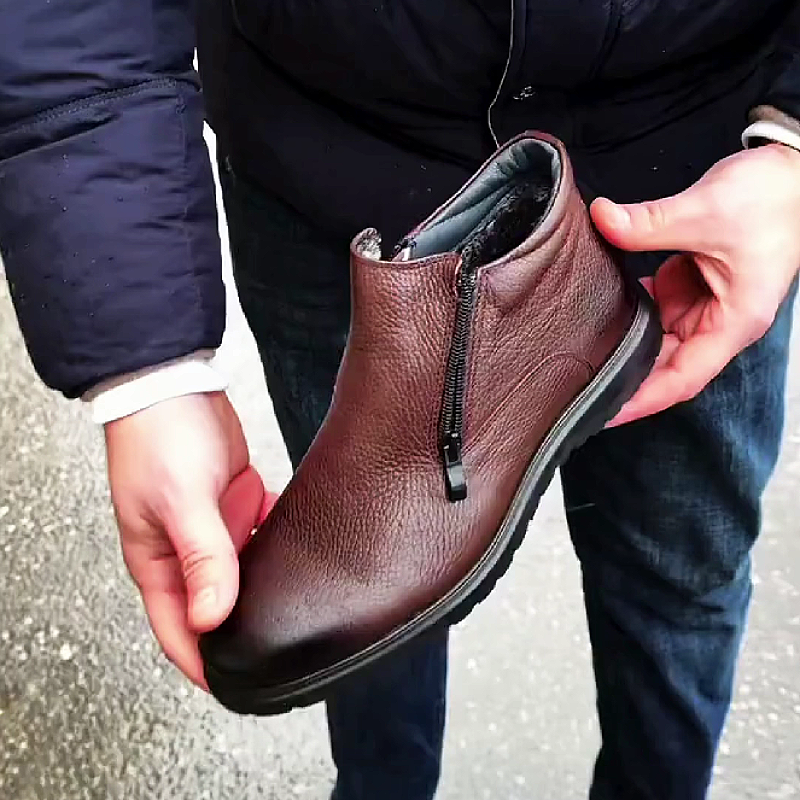 Brown Leather Zipper Boot