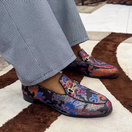 Men's Patterned Leather Slip-On Dress Loafers