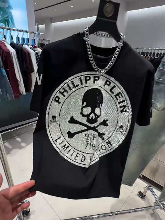 Men's Rhinestone Skull Graphic T-Shirt