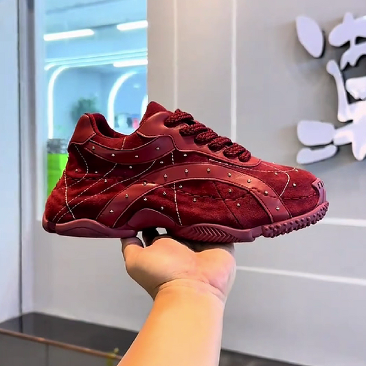 Red Pearl Stitched Sneaker