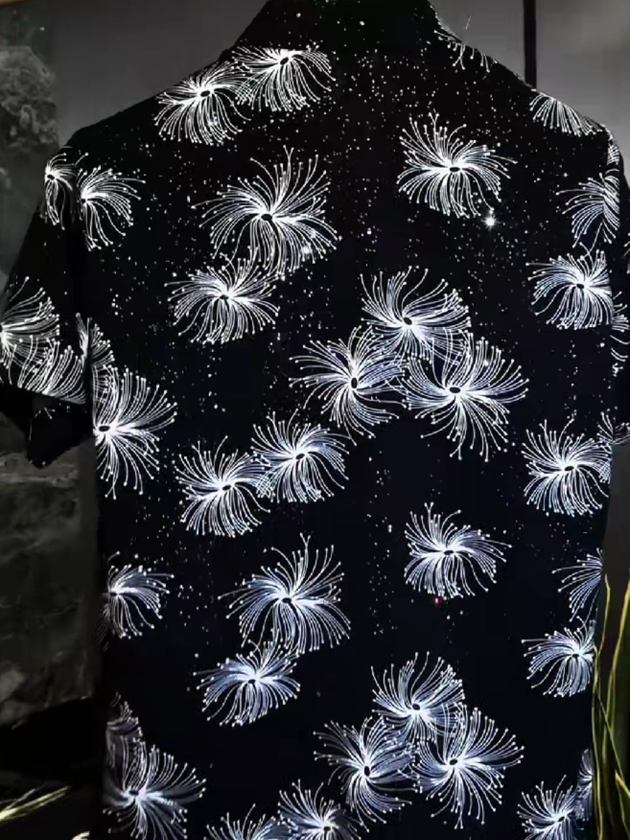 Men's Short Sleeve Fireworks Print Shirt