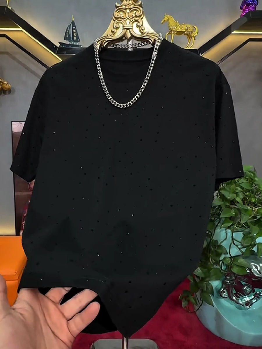 Men's Rhinestone Polka Dot Pattern T-Shirt