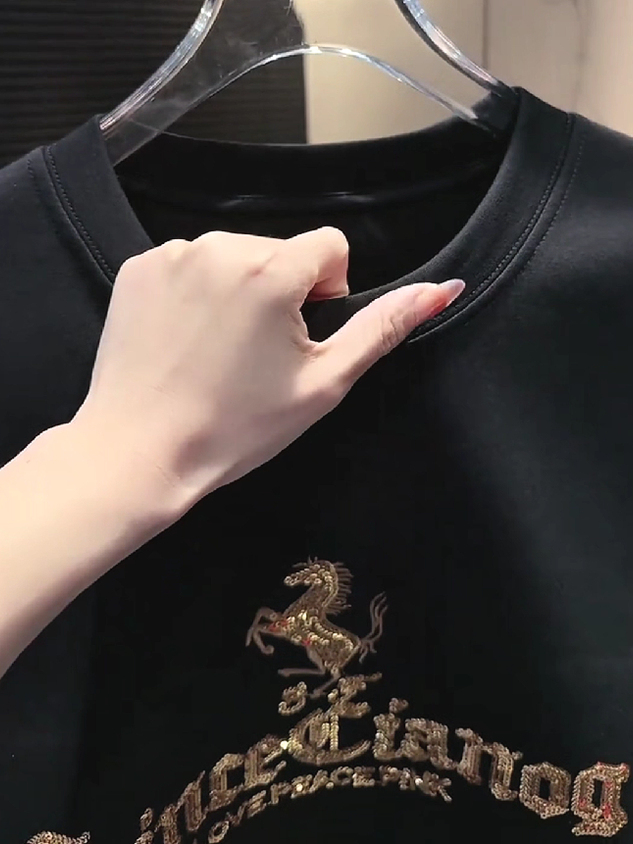 Gold Horse Embroidery Tee