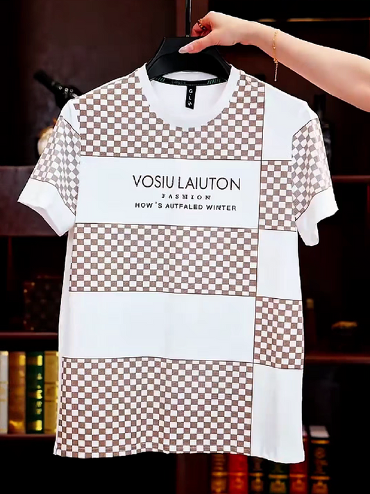Men's Checkered Pattern Short Sleeve T-Shirt