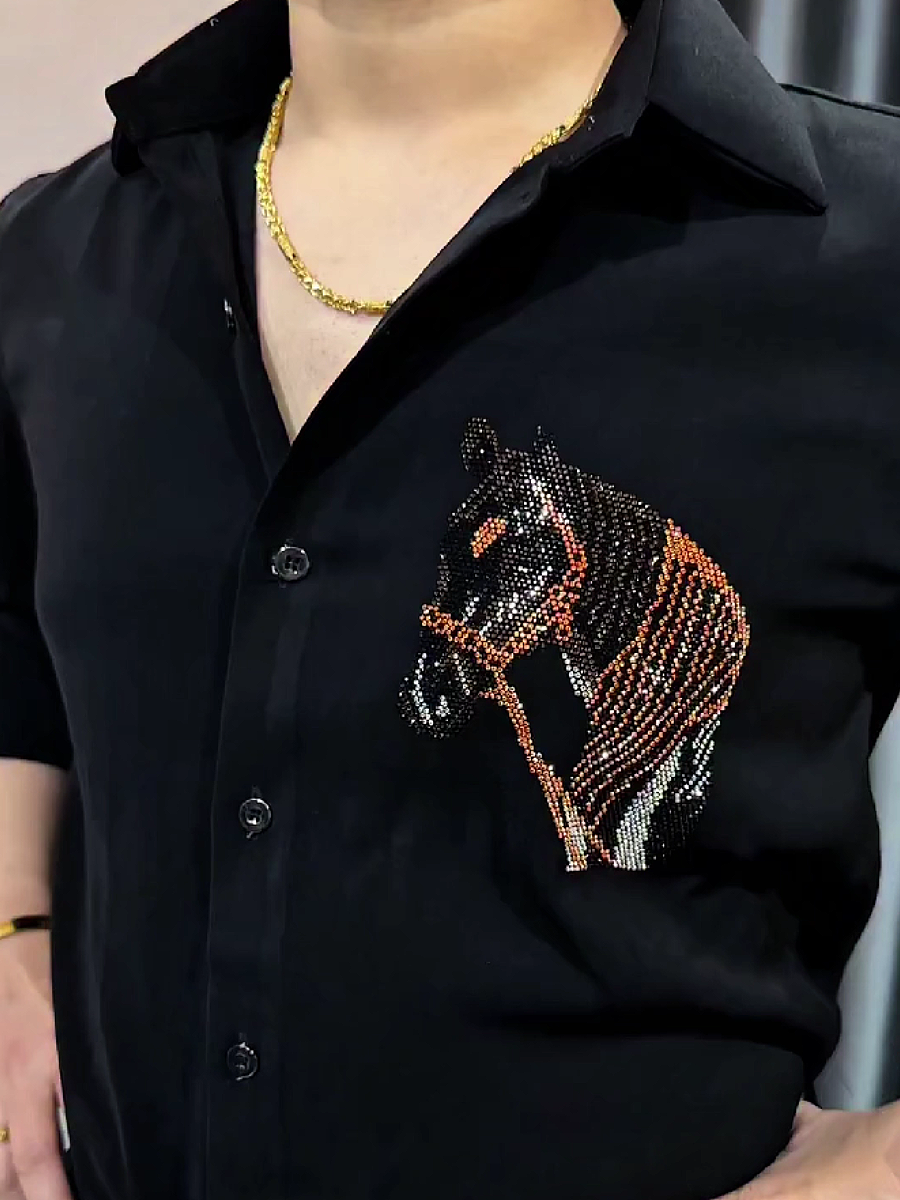 Horse Rhinestone Dress Shirt