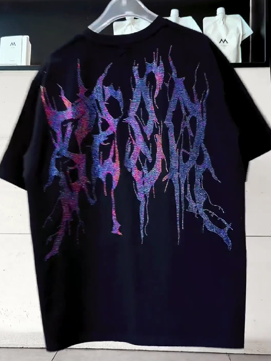 Men's Rhinestone Gothic Letter Graphic T-Shirt