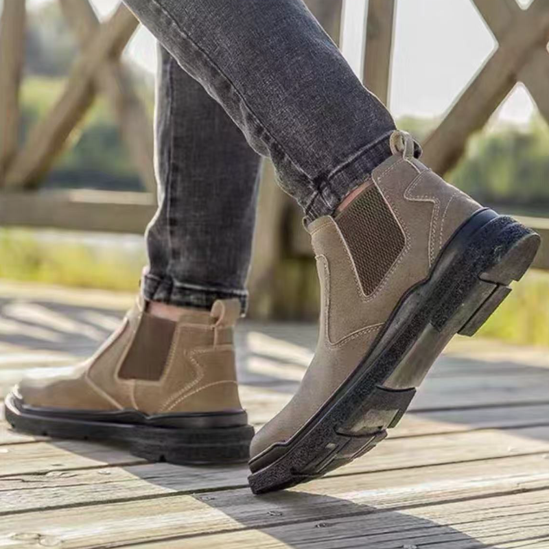 Suede Chelsea Work Boot with Rubber Sole
