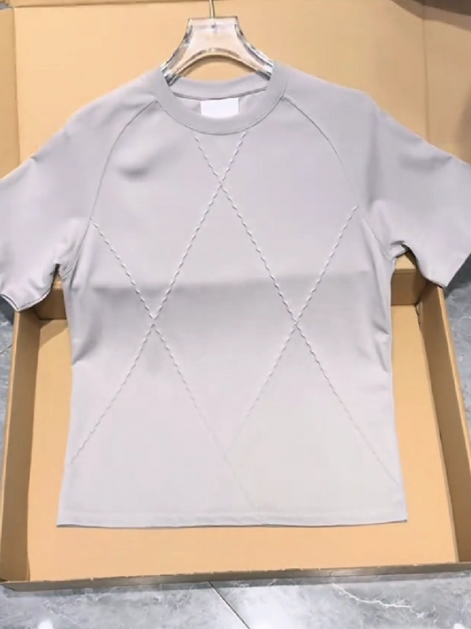 Men's Cream Textured T-Shirt Top