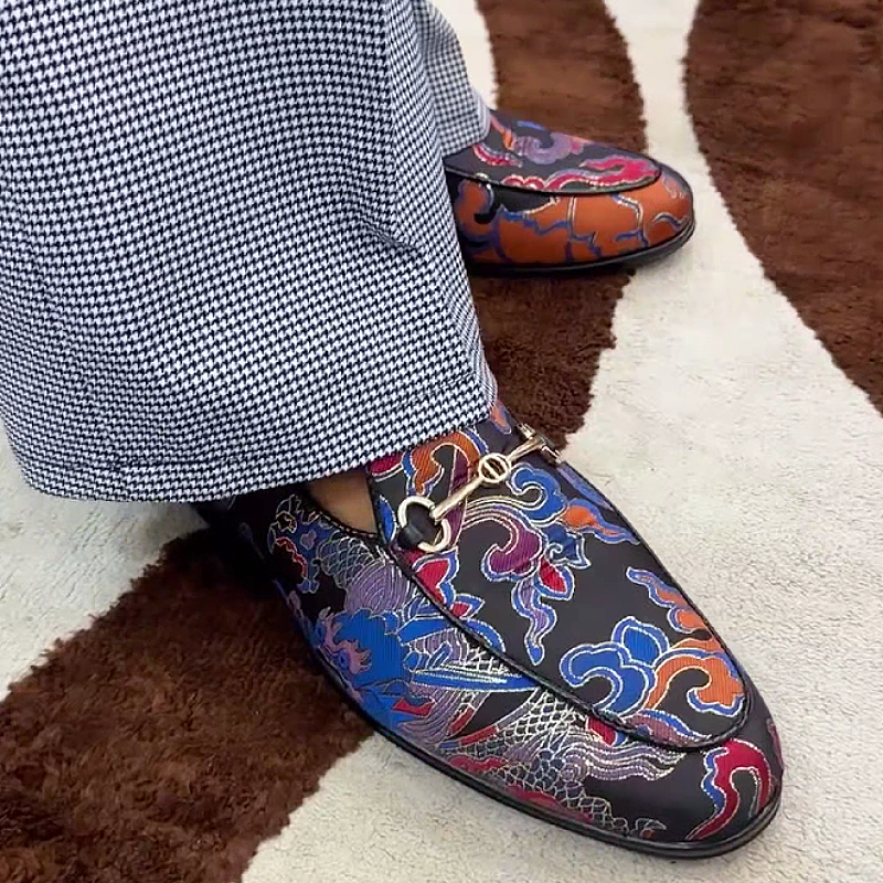 Men's Patterned Leather Slip-On Dress Loafers
