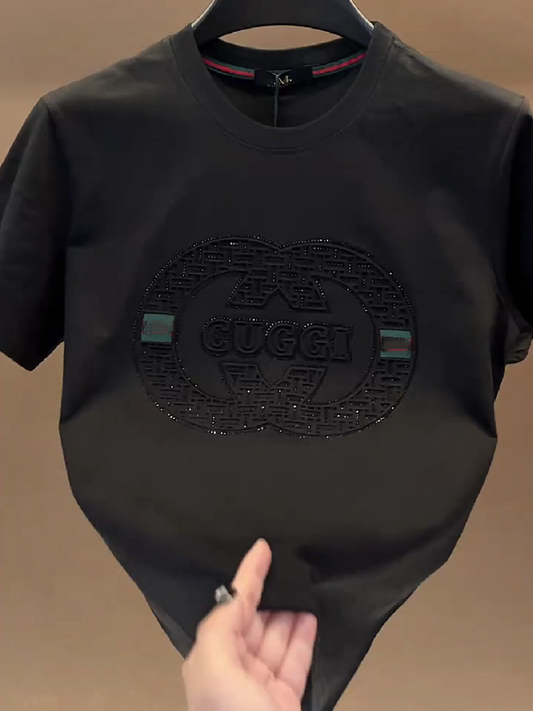 Men's Rhinestone Monogram Logo T-Shirt