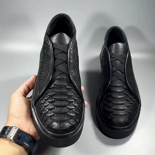Men's Textured Leather Slip-On Casual Sneakers