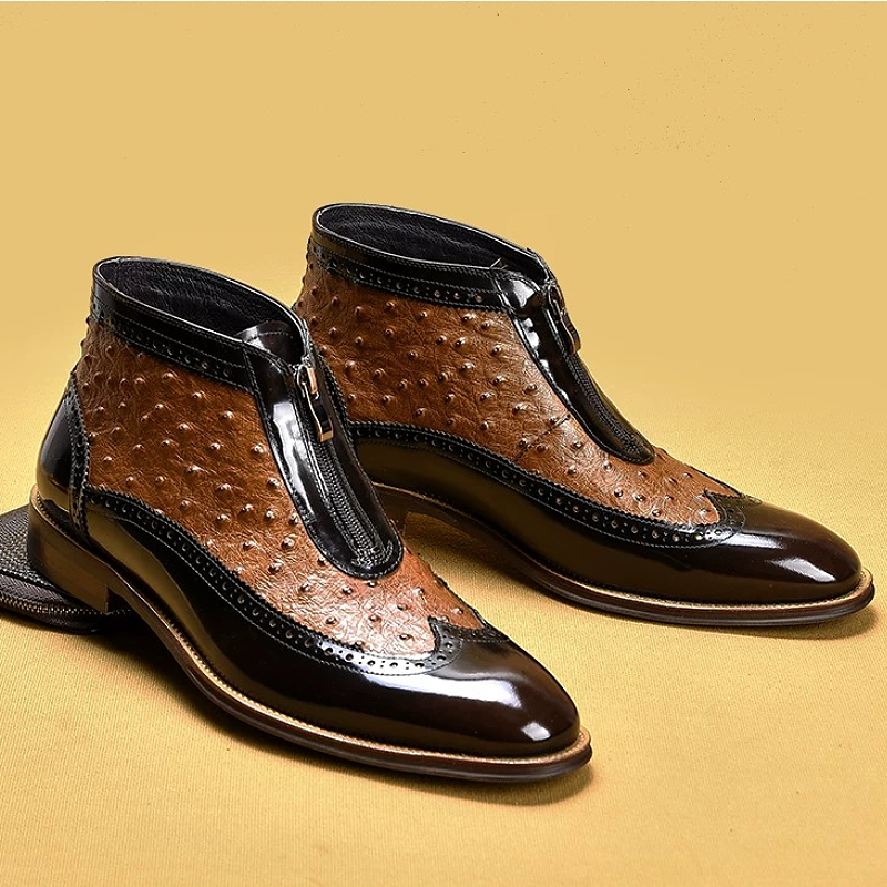 Brown Patent Leather Ankle Boot