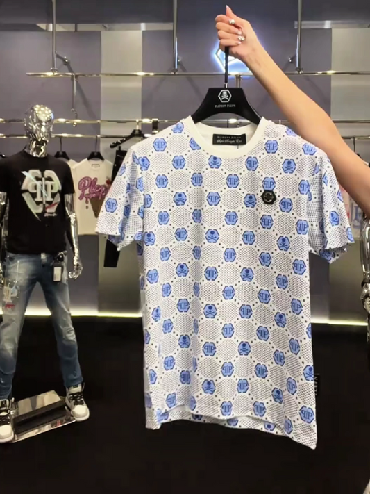 Men's Skull Print Mesh T-Shirt