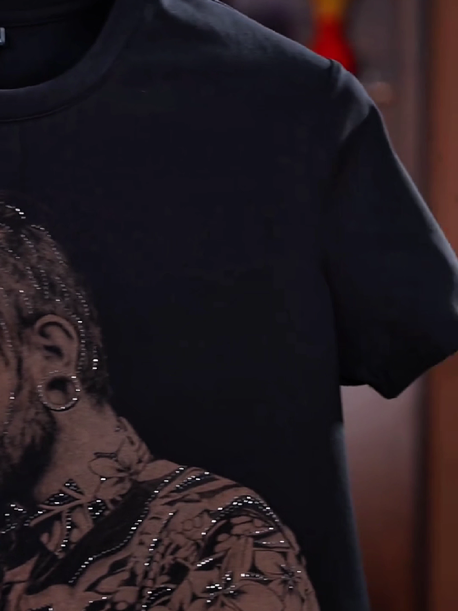 Men's Rhinestone Smoking Man Portrait T-Shirt