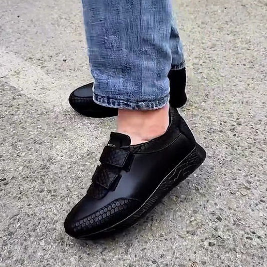 Men's Synthetic Leather Sneakers with Velcro Straps