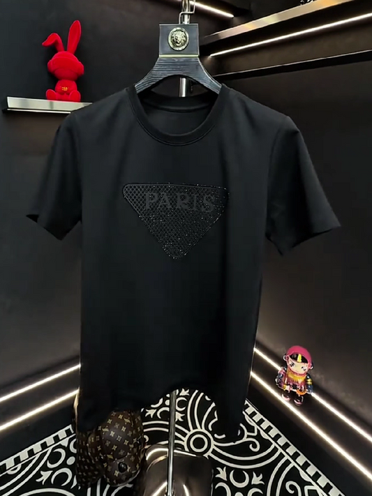 Men's Rhinestone Paris Triangle Graphic T-Shirt