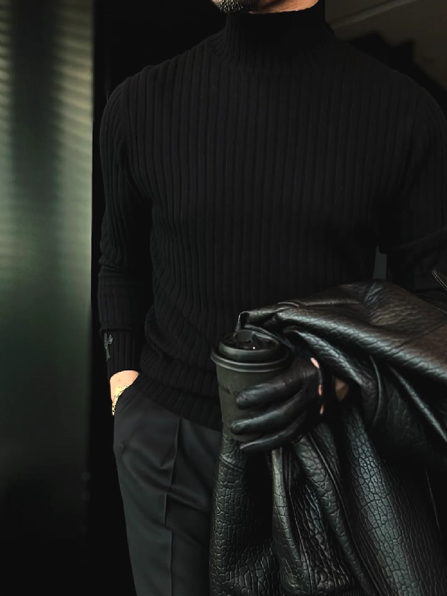 Ribbed Turtleneck Sweater