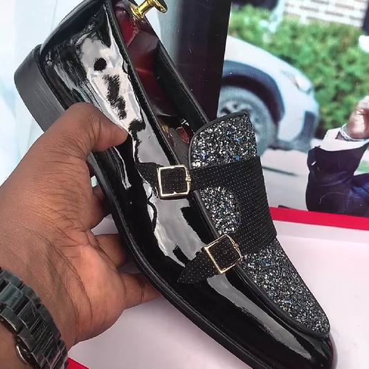 Black Glitter Loafer Shoe