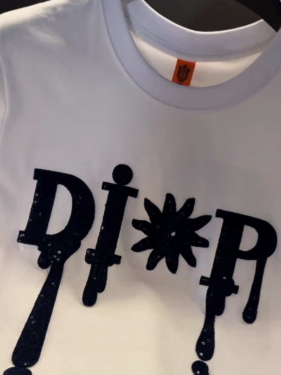 Men's Dripping Letters Graphic Round Neck T-Shirt