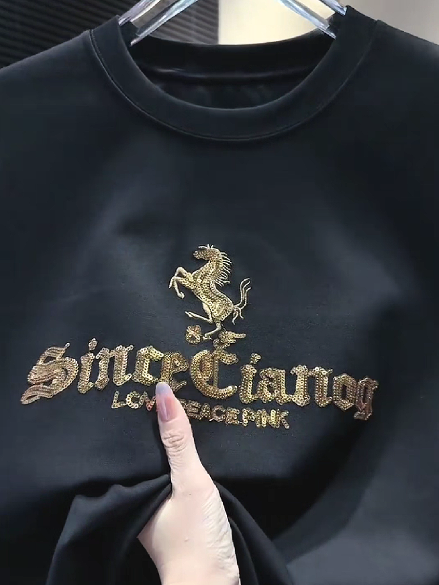 Gold Horse Embroidery Tee