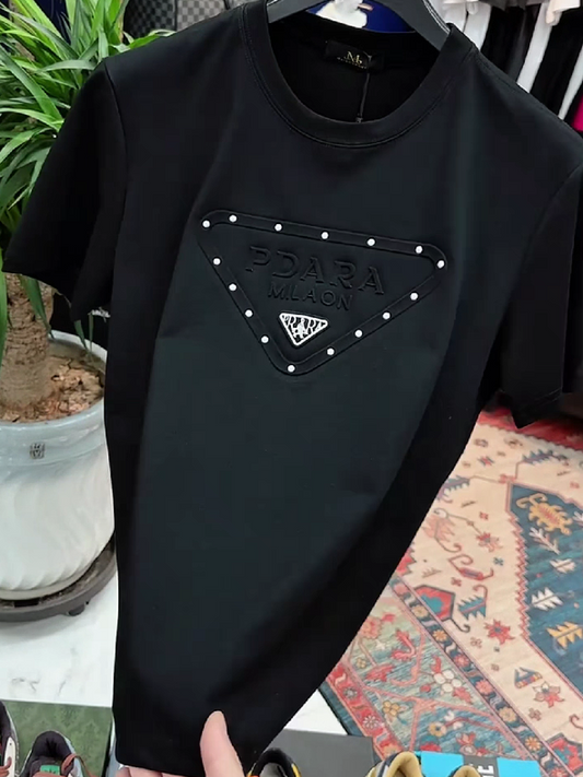 Men's Studded Triangle Emblem Crewneck T-Shirt