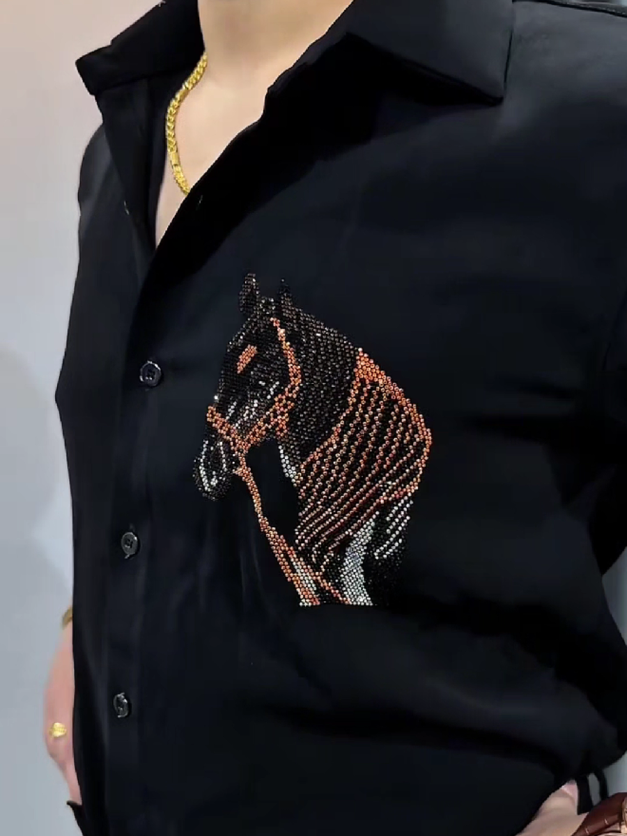 Horse Rhinestone Dress Shirt
