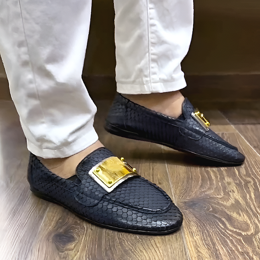 Men's Textured Leather Slip-On Loafer Shoes