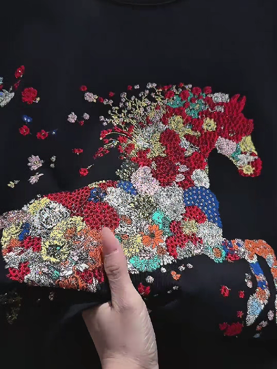 Floral Horse Rhinestone Tee