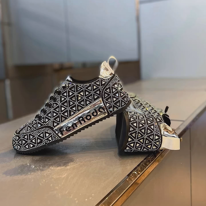 Fashionable Crystal Geometric Sneaker