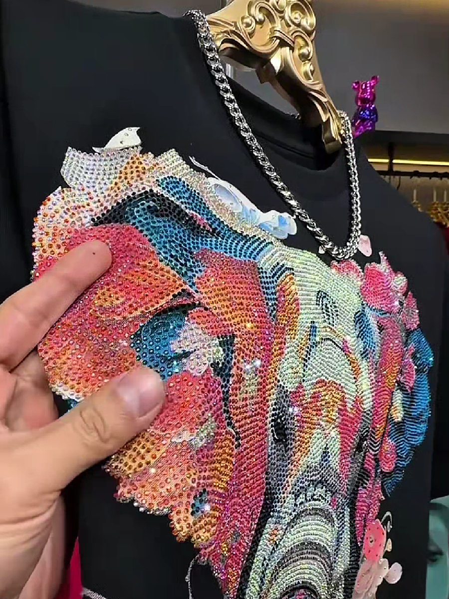 Rhinestone Elephant Print Tee