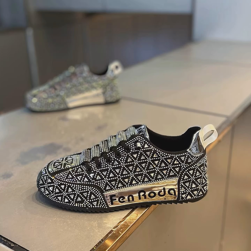 Fashionable Crystal Geometric Sneaker