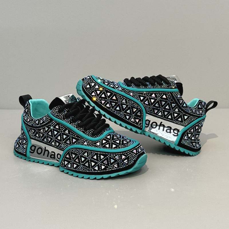 Black Crystal Mesh Sneakers
